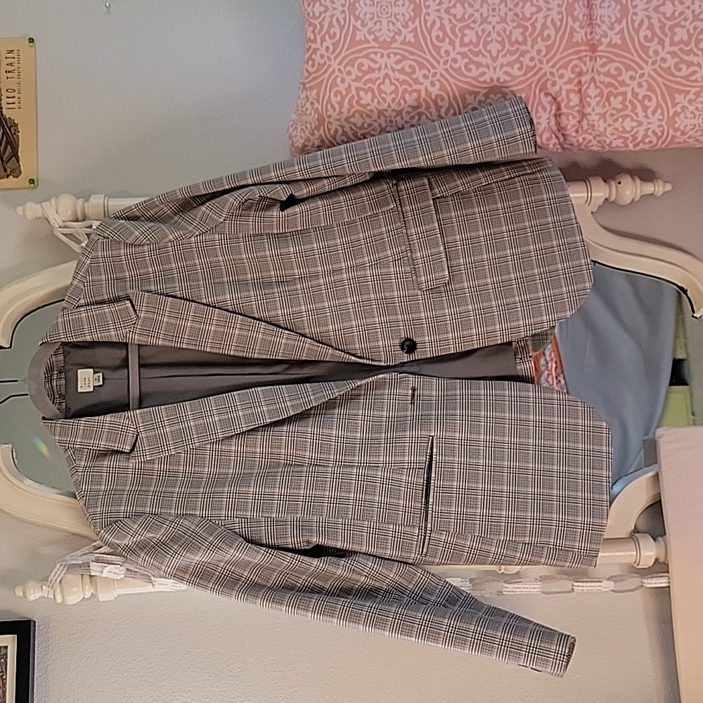 Grey Striped Suit Jacket